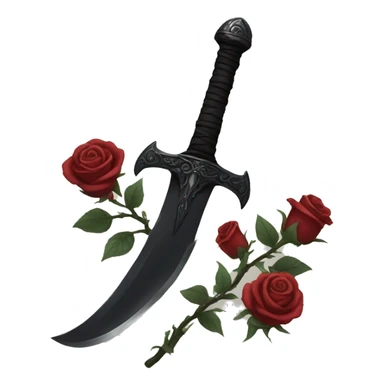 black sword with black roses sticker