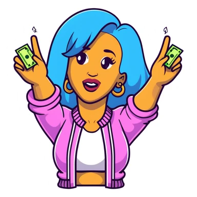 Cardi B making money rain sticker