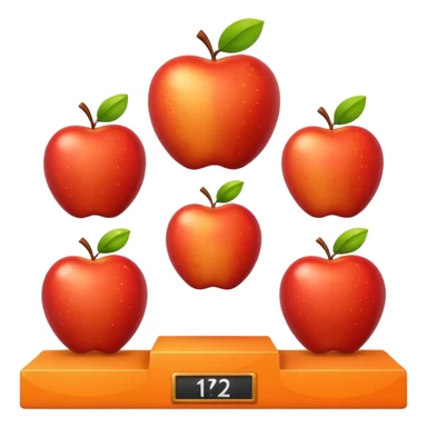 medal podium where 2nd and 3rd place are apples and 1st place is an orange sticker