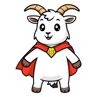 Goat wearing a cape sticker
