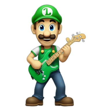 Luigi playing bass guitar sticker