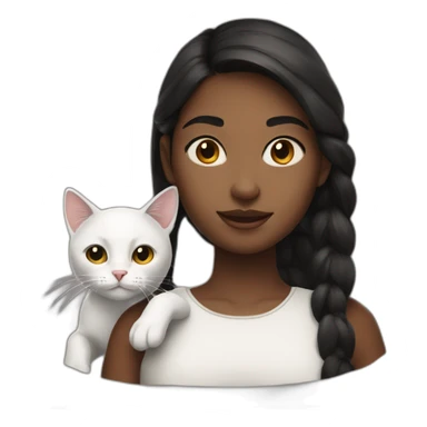 Malgache girl with a white and black cat  sticker