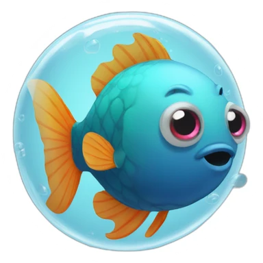 bubble fish swimming sticker