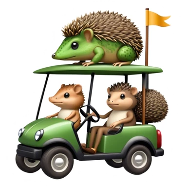 A toad and a hedgehog on a golf cart sticker