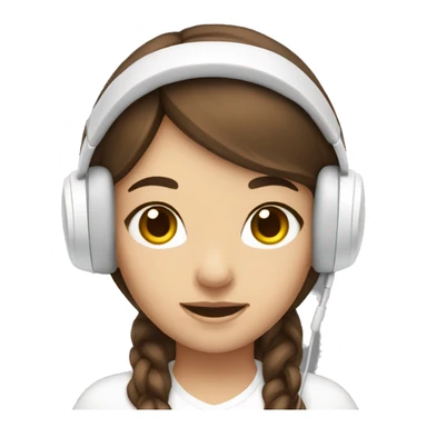Girl with brown hair brown eyes and white gaming headset on sticker