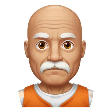 bearded old bald man with body sticker