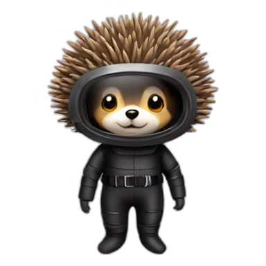 hedgehog in black rubber shiny diving suit sticker