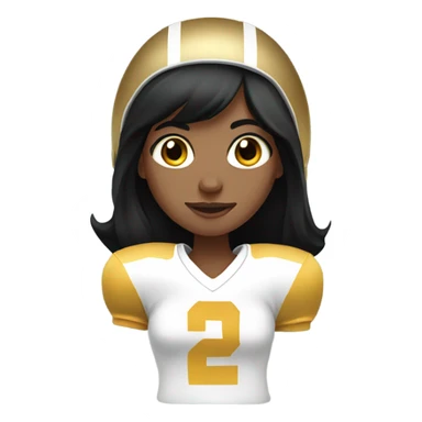 Girl with black hair gold eyes playing quarterback football sticker