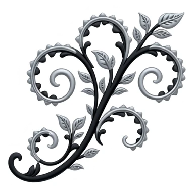 Black and silver filigree vine design, 3D, extremely detailed design sticker