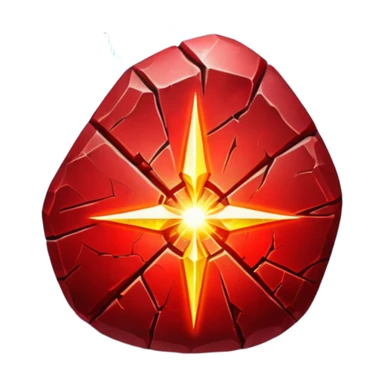 magical stone red bright light shine through cracks sticker