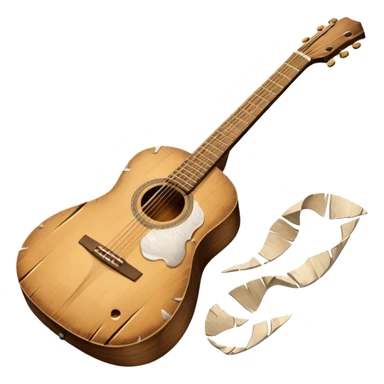 acoustic guitar with white paper tears & rips over it sticker