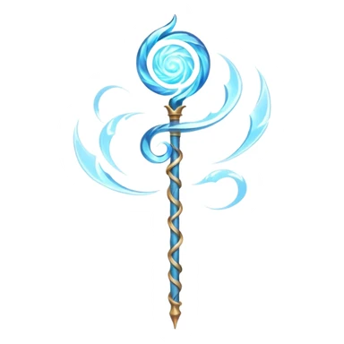 wind elemental staff object icon, fantasy magic staff, swirling wind aura, light blue glow, floating air particles, elegant design, 3D cartoon, mobile game icon style, centered, clean background, soft shadow, no text, no watermark
 sticker
