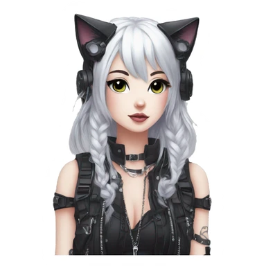Edgy Kawaii Cute Cool Cartoon Beautiful Elegant Pretty Anime Punk Techwear Gothic Catgirl sticker