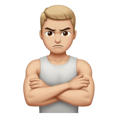 arms crossed holding neck angrily  sticker