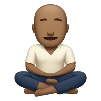 man meditating sitting down with cream shirt and navy blue pants sticker