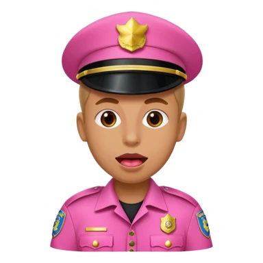 cop with pink uniform and tongue out sticker