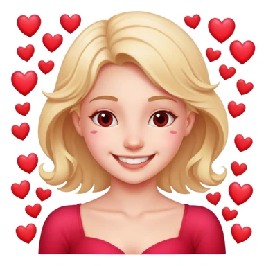smiling girl with hearts happy Valentine’s Day sticker