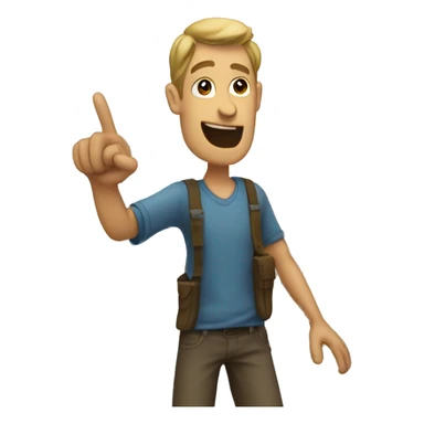 guy pointing to exit doo sticker