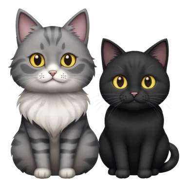 grey/white cat and black cat with white chest  sticker