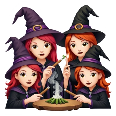 3 wise monkeys but red haired witches rolling a joint sticker