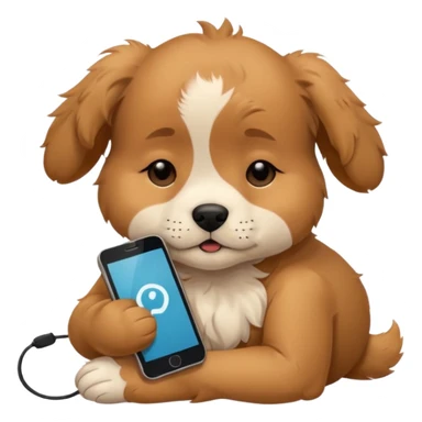 sleepy puppy with phone sticker