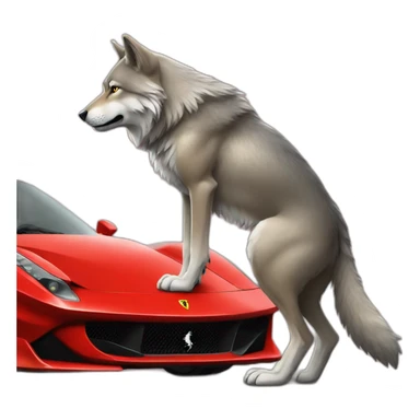 wolf leaning against ferrari sticker