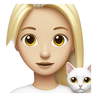 blonde girl with white cat sticker