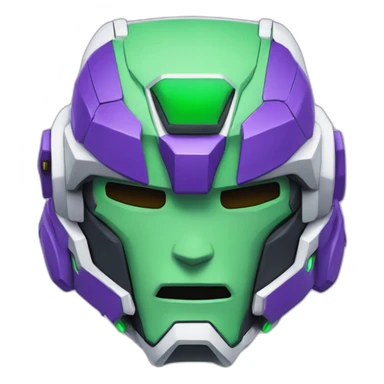 purple and green gundam mecha face sticker