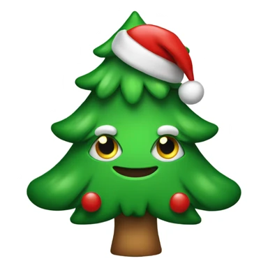 Christmas tree with Santa hat sticker