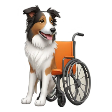 white and tan border collie in orange wheel chair sticker