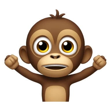 young brown monkey with arms up confused sticker