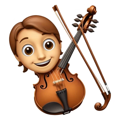 A violin with its bow. It has eyes and a smiling mouth. sticker