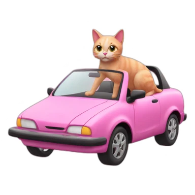 Pink cat riding a car sticker