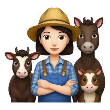 GRANJERO PIEL CLARA Y PELO OSCURO CON ANIMALES A SU ALREDEDOR sticker