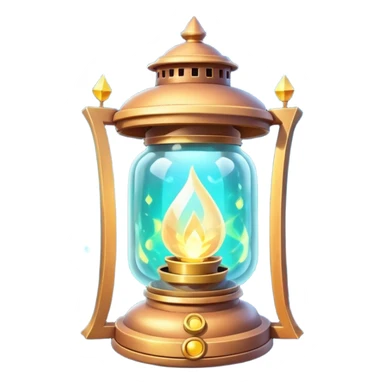 enchanted lantern object icon, strong magical glow, floating runes and sparkles, mystical light swirling inside the lantern, fantasy magic aura, 3D cartoon, mobile game icon style, centered, clean background, no text, no watermark sticker