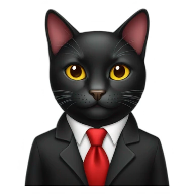 classy black cat with red tie sticker