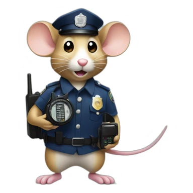 Mouse holding police radio sticker