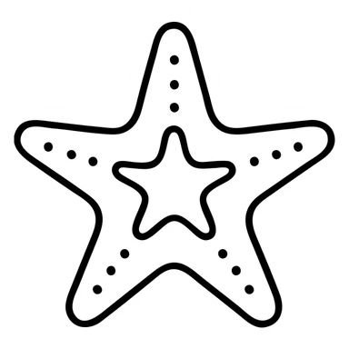 outlined starfish with detailed five arms, ocean creature icon sticker