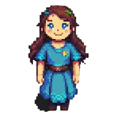 Amity as a friendly character in pixel art style sticker