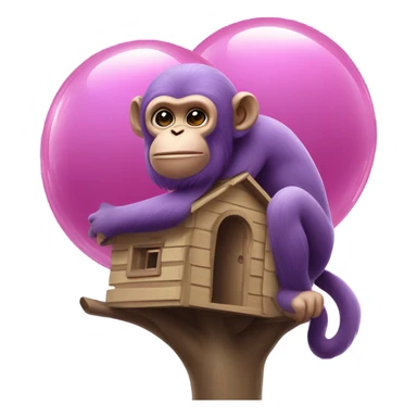 Purple monkey in a bubble gum tree house sticker