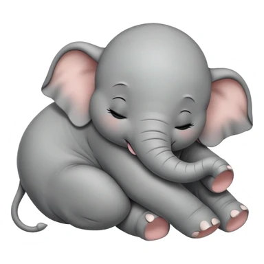 meme-worthy-cute-sleeping-baby-elephant-portrait-emoji,-head-resting-peacefully-with-a-contented-smile,-showcasing-a-delightfully-tiny-build-and-a-luxuriously-soft-gray-hide,-eyes-shut-in-a-serene,-restful-nap,-simplified sticker