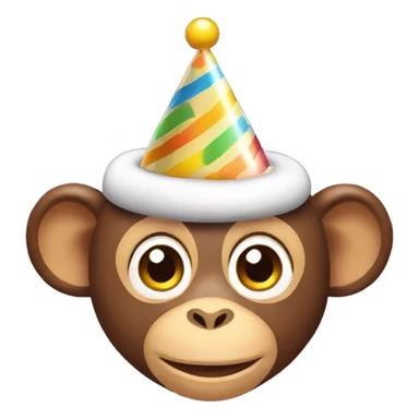 Monkey wearing birthday hat sticker