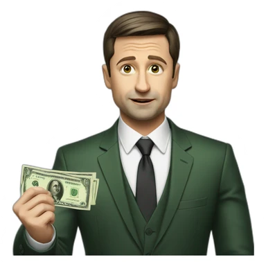 Zelensky asks for money sticker