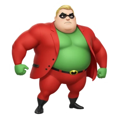 green fat mr incredible farting with giant green fart cloud sticker