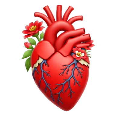 Real heart with made my red flowers tiny sticker