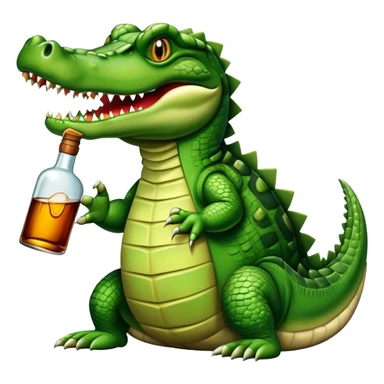 crocodile with a bottle of whiskey sticker