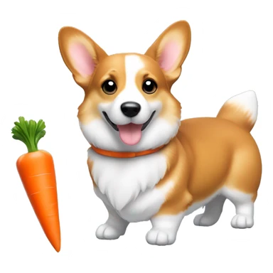 cute Pembroke Welsh Corgi dog with a carrot toy in its paws sticker