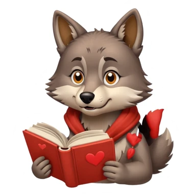 Wolf reading book about love sticker