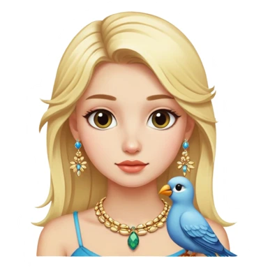 blonde girl with bird jewelry sticker