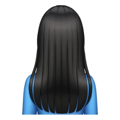 back view, long straight black hair sticker